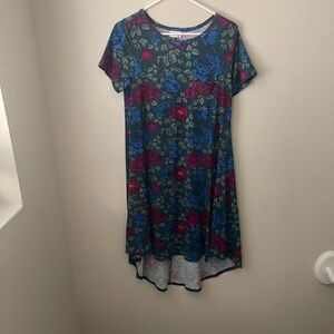 LuLaRoe Teal Floral Short Sleeve Dress